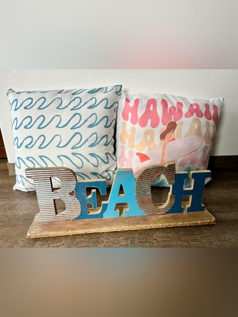 Hawaii home decor bundle toss pillows & sign Beach Island Surf lot set 3 surfer
